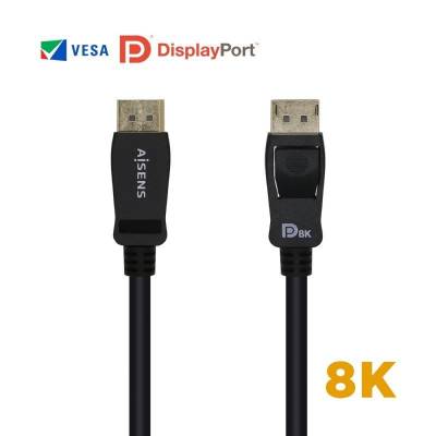 Cable displayport 1.4 8k aisens a149-0431/ displayport macho - displayport macho/ 1m/ certificado/ negro