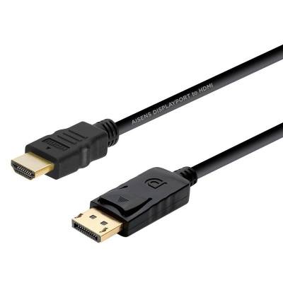 Cable conversor aisens a125-0364/ displayport macho - hdmi macho/ hasta 5w/ 2300mbps/ 2m/ negro