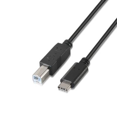 Cable usb 2.0  impresora aisens a107-0054/ usb tipo-c macho - usb tipo-b macho/ hasta 9w/ 625mbps/ 2m/ negro