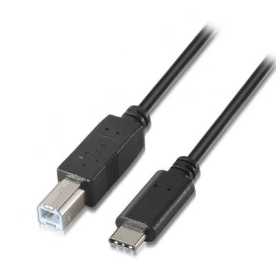 Cable usb 2.0 impresora aisens a107-0053/ usb tipo-c macho - usb tipo-b macho/ hasta 9w/ 625mbps/ 1m/ negro