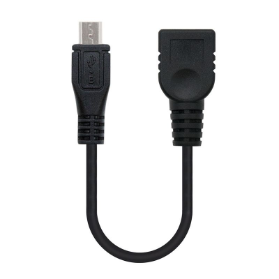 Cable usb 2.0 nanocable 10.01.3500/ microusb macho - usb hembra/ 15cm/ negro