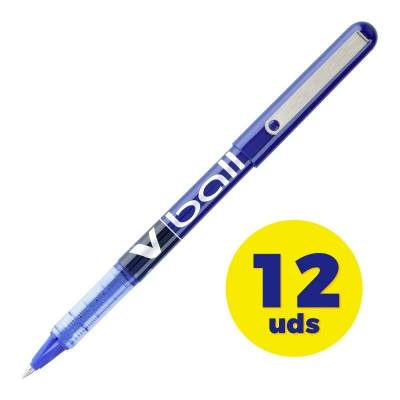 Caja de bolígrafos de tinta líquida pilot v-ball nvb7a/ 12 unidades/ azules