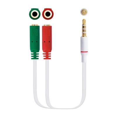 Cable estéreo nanocable 10.24.1201/ jack 3.5 macho - 2x jack 3.5 hembra/ 20cm/ blanco