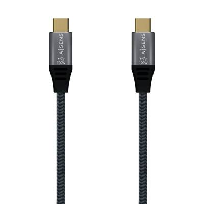 Cable usb 2.0 tipo-c aisens a107-0628 5a 100w/ usb tipo-c macho - usb tipo-c macho/ hasta 100w/ 60mbps/ 1m/ gris