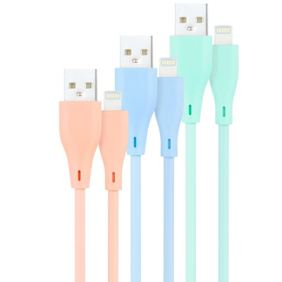 Cables usb 2.0 lightning nanocable 10.10.0401-a1/ usb macho - lightning macho/ 1m/ 3 unidades/ rosa, azul y verde