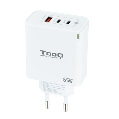 Cargador gan de pared tooq tqwc-ganqc2pd65wt/ 2xusb tipo-c/ 1xusb/ 65w