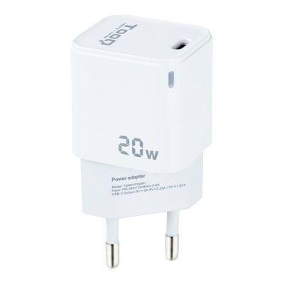 Cargador de pared tooq tqwc-pd20wt/ 1xusb tipo-c/ 20w/ blanco