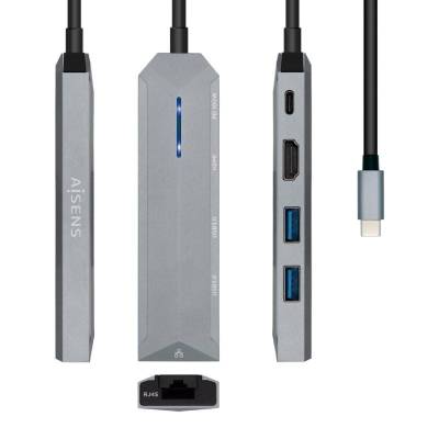 Docking usb tipo-c aisens asuc-5p003-gr/ 1xhdmi/ 2xusb/ 1xrj45/ 1xusb tipo-c pd/ gris