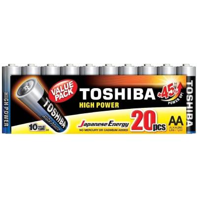 Pack de 20 pilas aa toshiba high power lr6/ 1.5v/ alcalinas