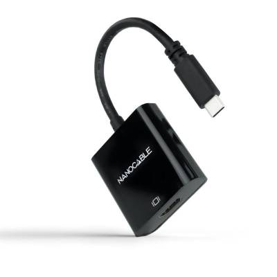 Conversor nanocable 10.16.4102-bk/ usb tipo-c macho - hdmi hembra/ 15cm/ negro