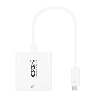 Conversor nanocable 10.16.4103/ usb tipo-c macho - dvi-d (24+1) hembra/ 15cm/ blanco