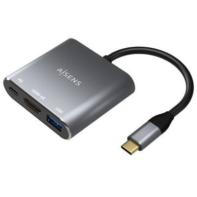 Conversor aisens a109-0669/ usb tipo-c macho/ hdmi hembra - usb hembra - usb tipo-c hembra/ 15cm/ gris