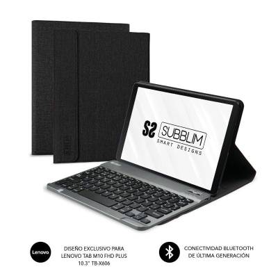 Funda con teclado subblim keytab pro bt para tablet lenovo tab m10 fhd plus de 10.3'/ negra