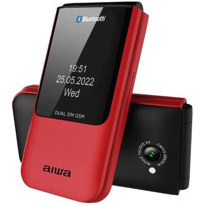 Teléfono móvil aiwa fp-24rd para personas mayores/ rojo