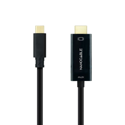 Cable conversor nanocable 10.15.5132/ usb tipo-c macho - hdmi macho/ 1.8m/ negro