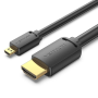 Cable micro hdmi 2.0 4k vention agibg/ hdmi macho - micro hdmi macho/ 1.5m/ negro