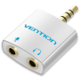 Adaptador audio vention bdbw0/ jack 3.5 macho - 2x jack 3.5 hembra/ blanco