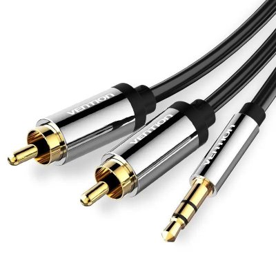 Cable estéreo vention bcfbf/ jack 3.5 macho - 2x rca macho/ 1m/ negro