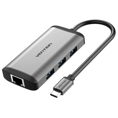 Docking usb tipo-c vention cnchb/ 1xhdmi/ 3xusb/ 1xusb tipo-c pd/ 1xrj45/ gris