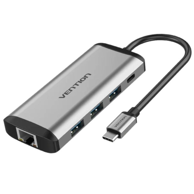 Docking usb tipo-c vention thahb/ 1xhdmi/ 3xusb/ 1xusb tipo-c pd/ 1xrj45/ 1xlector tarjetas/ 1xaudio/ gris