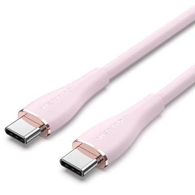 Cable usb 2.0 tipo-c vention tawpf/ usb tipo-c macho - usb tipo-c macho/ hasta 100w/ 480mbps/ 1m/ rosa