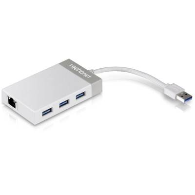 Hub usb 3.0 trendnet tu3-etgh3/ 3xusb/ 1xrj45/ blanco y gris