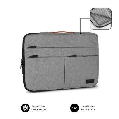 Funda subblim air padding 360 sleeve para portátiles hasta 14'/ gris claro