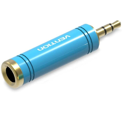 Adaptador jack vention vab-s04-l/ jack 3.5 macho - jack 6.5 hembra/ azul