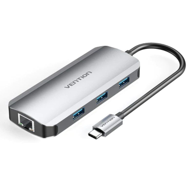 Docking usb tipo-c vention tohhb/ 1xhdmi/ 3xusb/ 1xrj45/ 1xusb tipo-c pd