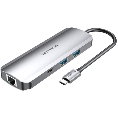 Docking usb tipo-c vention tomhb/ 1xhdmi/ 2xusb/ 1xusb tipo-c/ 1xusb tipo-c pd/ 1xrj45/ 1xlector tarjetas sd y microsd/ jack 