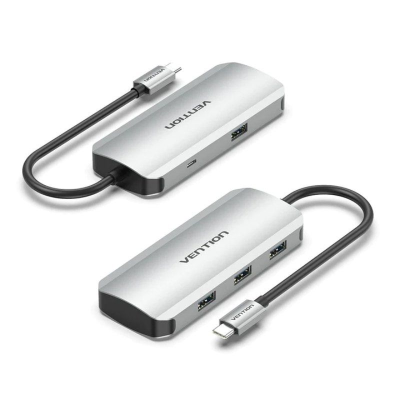 Hub usb tipo-c vention tnahb/ 4xusb/ 1xmicrousb pd