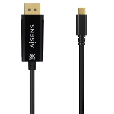 Cable conversor aisens a109-0688/ usb tipo-c macho - displayport macho/ hasta 27w/ 1250mbps/ 80cm/ negro