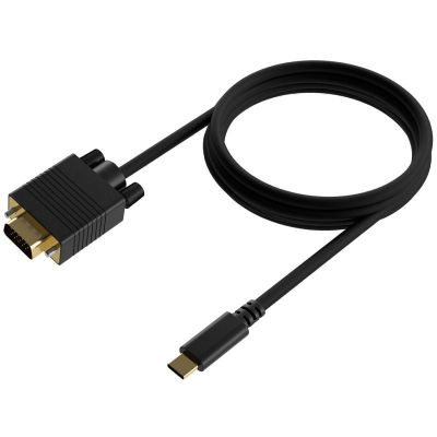 Cable conversor aisens a109-0692/ usb tipo-c macho - vga macho/ hasta 27w/ 1250mbps/ 80cm/ negro