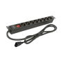 Regleta con interruptor phasak bns 3535/ 8 tomas de corriente/ cable 2m/ negro