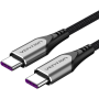 Cable usb 2.0 tipo-c 5a 100w vention taehf/ usb tipo-c macho - usb tipo-c macho/ hasta 100w/ 480mbps/ 1m/ gris