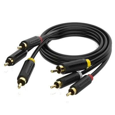 Cable estéreo vention bcabh/ 3x rca macho - 3x rca macho/ 2m/ negro