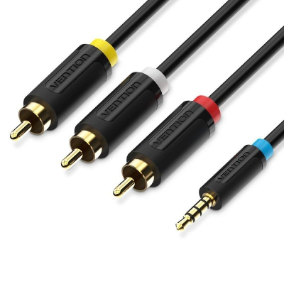 Cable estéreo vention bcbbg/ jack 3.5 macho - 3x rca macho/ 1.5m/ negro