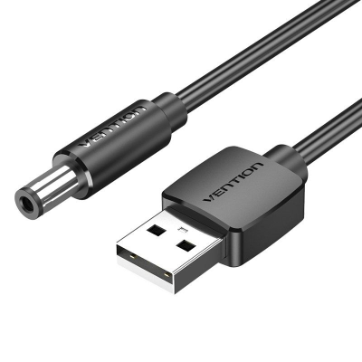 Cable alimentación vention ceybf/ usb-a macho - dc 5.5mm macho/ 1m/ negro