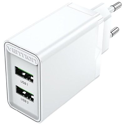 Cargador de pared vention fbaw0-eu/ 2xusb/ 18w/ blanco