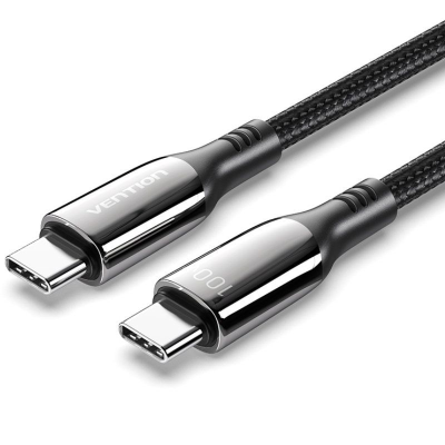 Cable usb 2.0 tipo-c 5a 100w vention ctkbav/ usb tipo-c macho - usb tipo-c macho/ hasta 100w/ 480mbps/ 1.2m/ negro