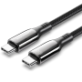 Cable usb 2.0 tipo-c 5a 100w vention ctkbav/ usb tipo-c macho - usb tipo-c macho/ hasta 100w/ 480mbps/ 1.2m/ negro