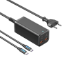 Cargador de pared vention fbsbg-eu/ 2xusb tipo-c + cable usb tipo-c/ 2xusb/ 100w