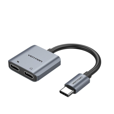 Conversor usb tipo-c vention bgzha/ usb tipo-c macho - 2x usb tipo-c hembra (audio y carga)