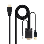 Cable conversor nanocable 10.15.4350/ hdmi macho - vga macho - jack 3.5 macho - usb macho/ 1.8m/ negro