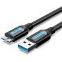 Cable usb 3.0 vention copbf/ usb macho - microusb macho/ hasta 10w/ 5gbps/ 1m/ negro