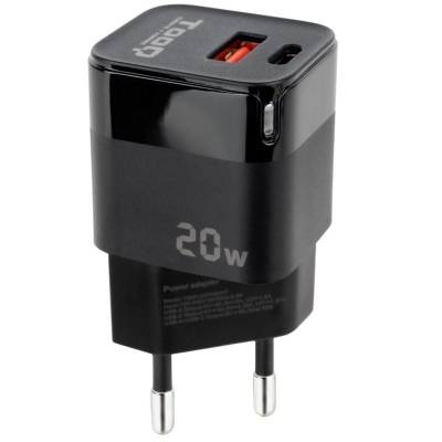 Cargador de pared tooq tqwc-qcpd20/ 1xusb tipo-c/ 1xusb/ 20w