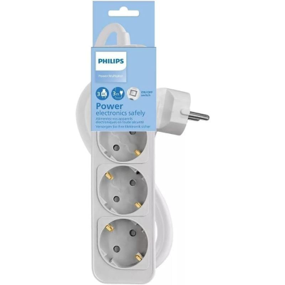 Regleta con interruptor philips chp2134w/10/ 3 tomas de corriente/ cable 1.5m/ blanco