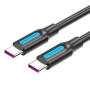 Cable usb 2.0 tipo-c vention cotbd/ usb tipo-c macho - usb tipo-c macho/ hasta 100w/ 480mbps/ 50cm/ negro