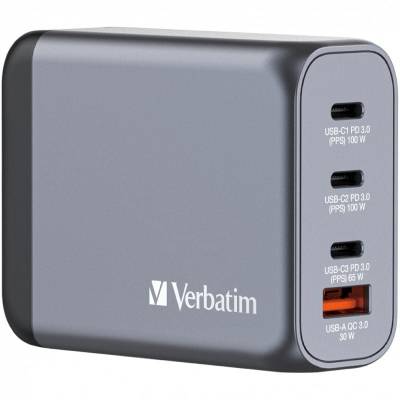 Cargador de pared universal verbatim gnc-100/ 3xusb tipo-c/ 1xusb/ 100w