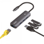 Hub usb tipo-c 3go hub37pethc/ 3xusb/ 1xrj45/ gris